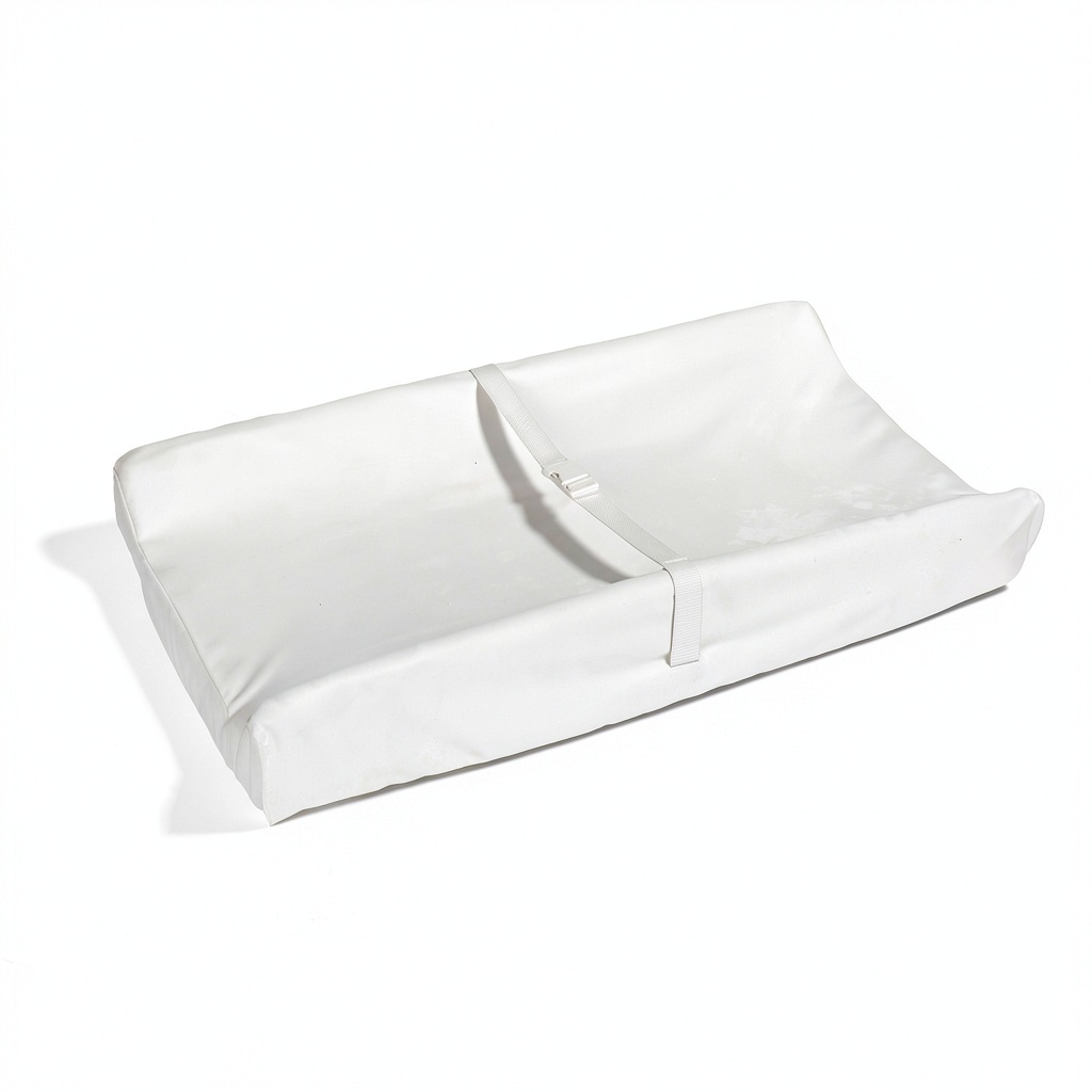 Baby lying comfortably on Badger Basket changing pad in a nursery