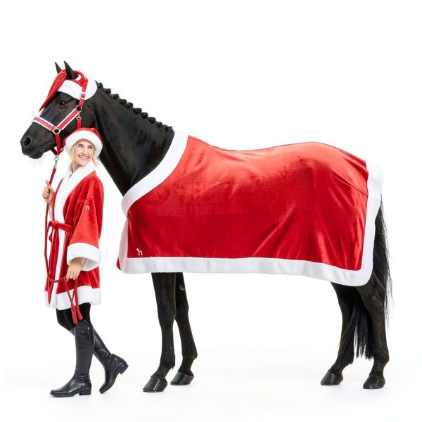 HORZE Red Polyester Santa Hat Helmet Cover-4