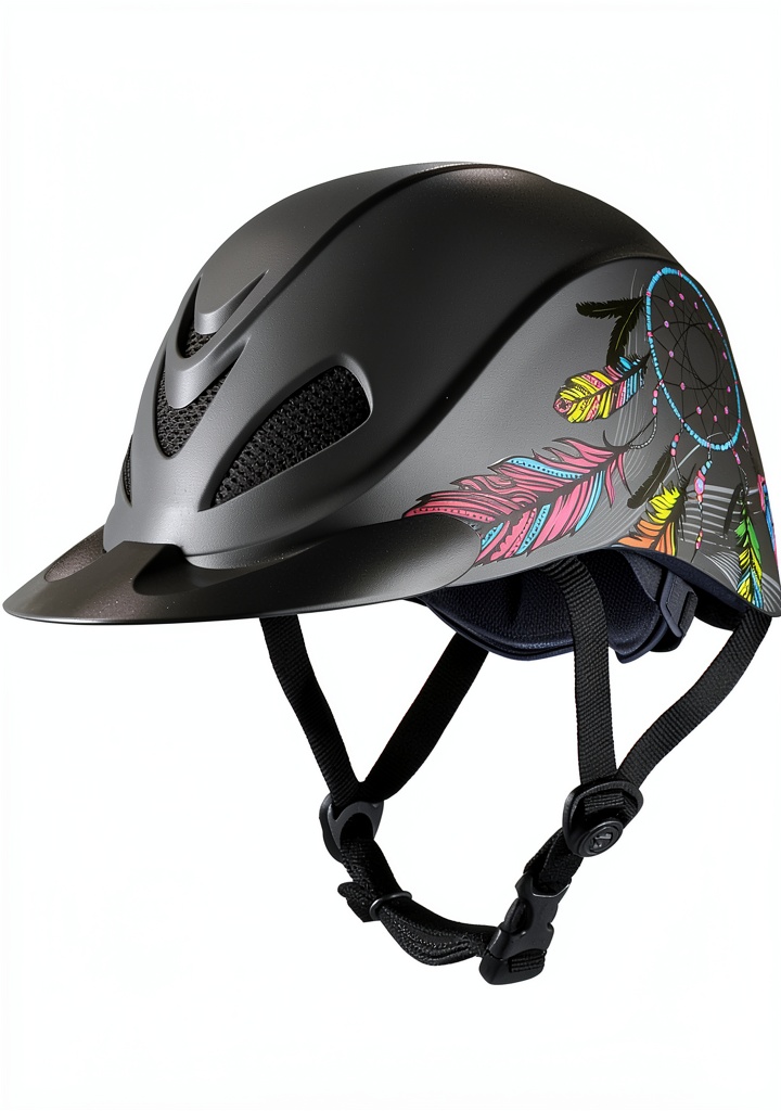 Rider wearing Troxel Equestrian Helmet on a sunny trail
