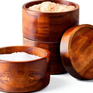 Rachael Ray Pantryware Wood Salt Cellar Stacking Set 3-Piece Brown-0