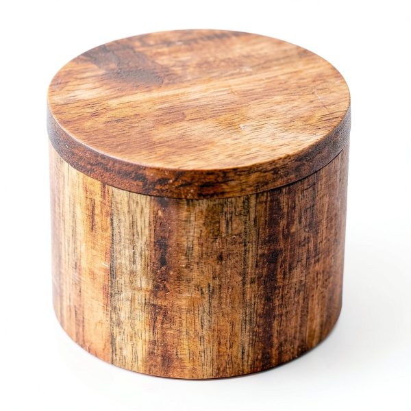 Acacia Salt Cellar Phininia Wood Salt Box with Swivel Cover 7oz Brown-1