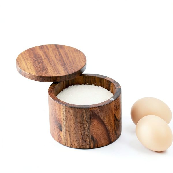 Salt Cellar MeowAroma Acacia Wood 8.5 oz with Magnetic Swivel Lid-3