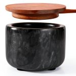 RAETTER.LY Marble Salt and Pepper Bowl with Wood Lid - 6.5oz Black-0