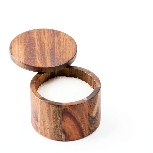 Salt Cellar MeowAroma Acacia Wood 8.5 oz with Magnetic Swivel Lid-5