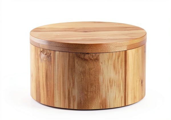 Bamboo Salt and Pepper Box - 2 Compartment - Built-in Serving Spoon - Swivel Lid with Magnet to Keep Dry, Dust-free - Salt Cellar Seasoning Container Holder Bowl- Divider with 7 Ounce Capacity-0