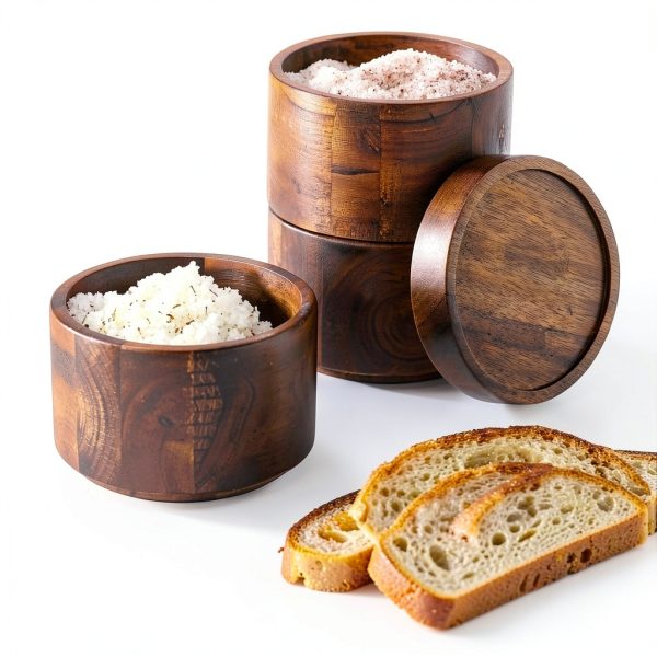 Rachael Ray Pantryware Wood Salt Cellar Stacking Set 3-Piece Brown-1