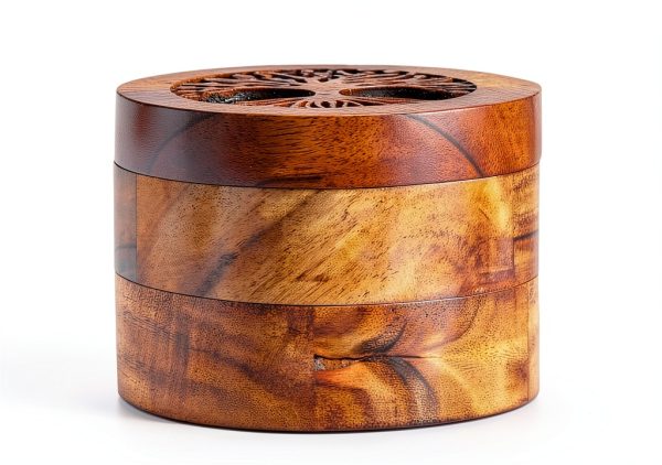 Acacia Wood Spice Cellars Box by EDHAS – Classic Round 3.5" x 3.5"-3