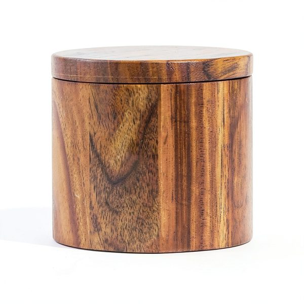 Salt Cellar MeowAroma Acacia Wood 8.5 oz with Magnetic Swivel Lid-1