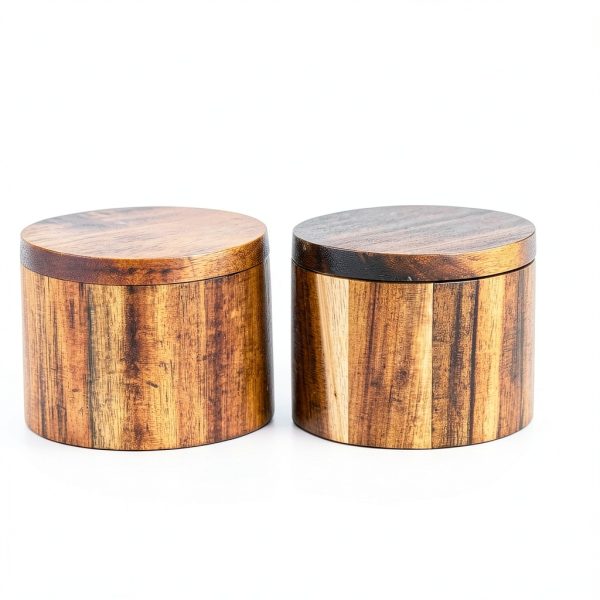Acacia Salt Cellar Phininia Wood Salt Box with Swivel Cover 7oz Brown-5