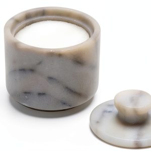 Marble Salt Cellar White 3" x 3" by Fox Run – Natural Marble, Reusable-0