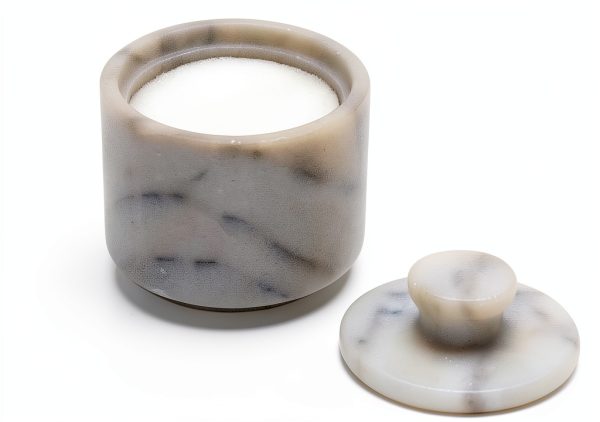 Marble Salt Cellar White 3" x 3" by Fox Run – Natural Marble, Reusable-0