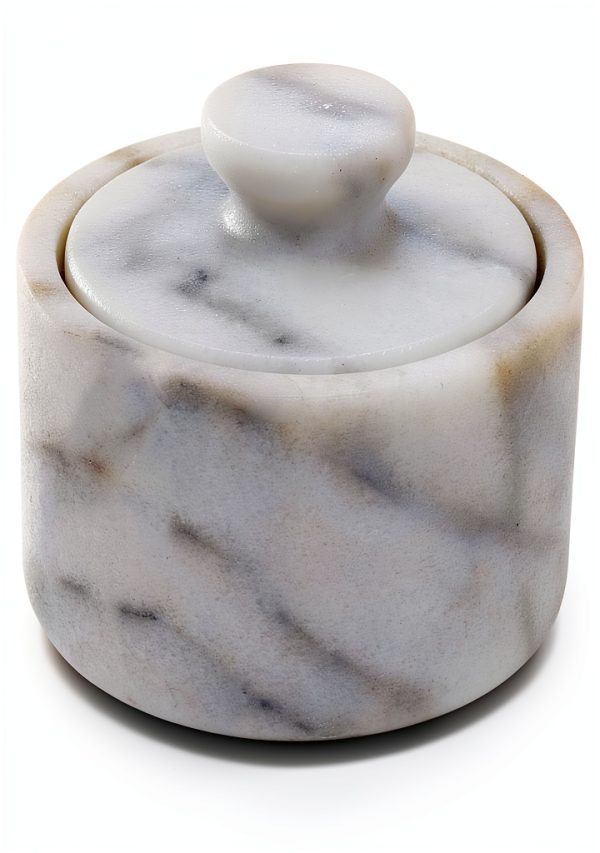 Marble Salt Cellar White 3" x 3" by Fox Run – Natural Marble, Reusable-6