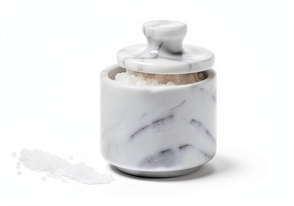 Marble Salt Cellar White 3" x 3" by Fox Run – Natural Marble, Reusable-1