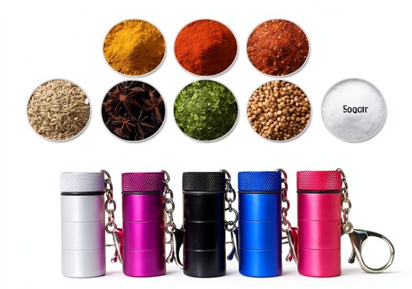 Mini Aluminum Spice Dispensers Set Black Leakproof Travel Container-1