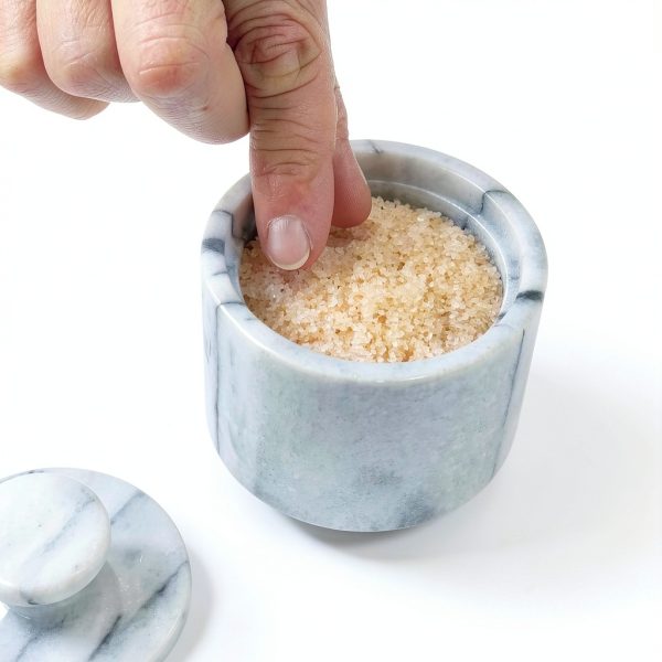Marble Salt Cellar White 3" x 3" by Fox Run – Natural Marble, Reusable-2